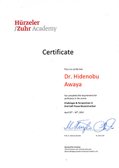 Dr. Otto Zuhr セミナーの受講証明書